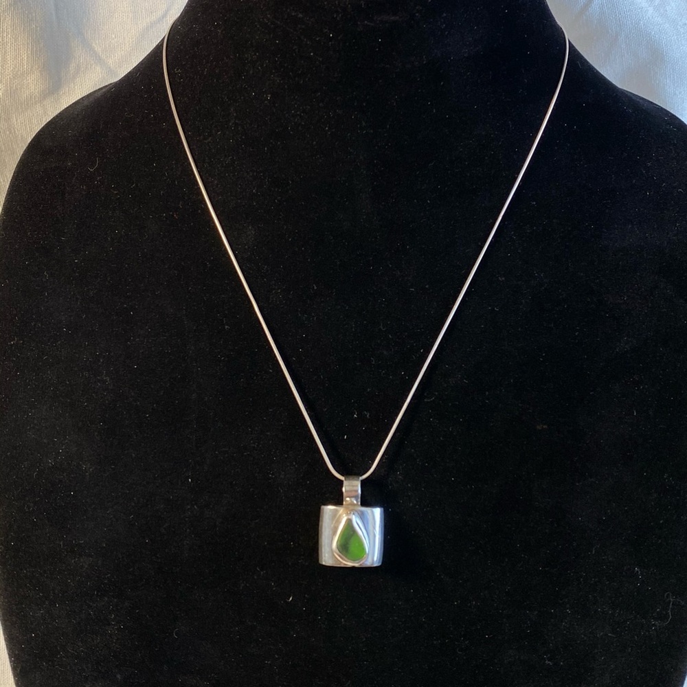 Vintage Peridot Sterling Pendant Necklace “Mercee”